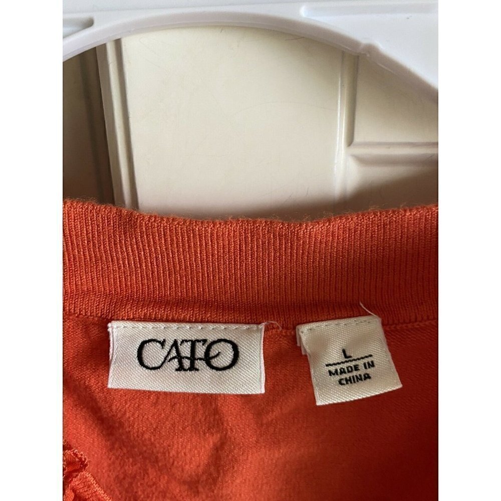CATO Large Ruffled Front Orange Sweater - Picture 3 of 5